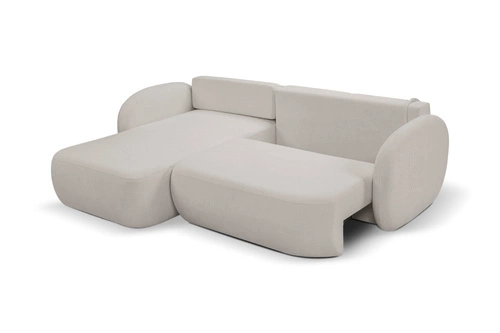 Narożnik z funkcją spania lewy Salby szary jasny nowoczesny do salonu z pojemnikiem