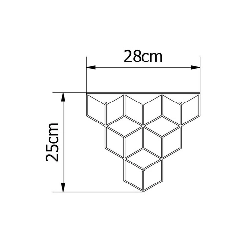 Stiga nowoczesna czarna półka ścienna metalowa do salonu i sypialni POLYHEDRA 28 cm