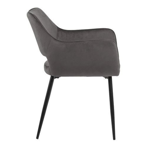 Krzesło do jadalni Ranja Actona tapicerowane szare z podłokietnikami nowoczesne glamour