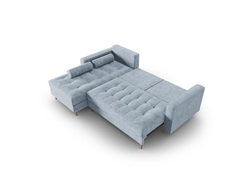 Narożnik z funkcją spania Gobi Light Blue Structured Fabric lewostronny