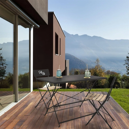 Stół składany Palermo czarny metalowy do ogrodu i tarasu nowoczesny 110x70 cm
