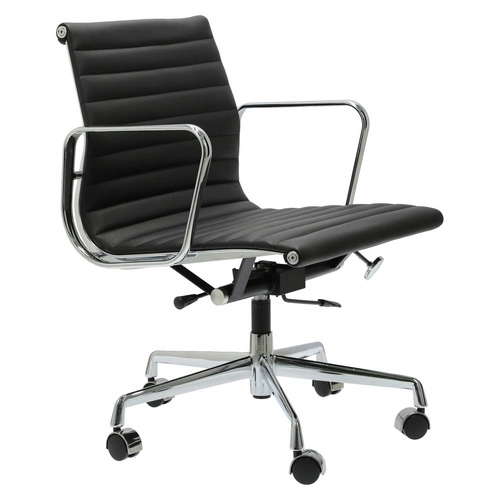 Fotel biurowy CH1171 PREMIUM inspirowany EA117 skóra, chrom czarny