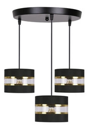 Lampa wisząca PANDY czarny talerz 3x40W E27 abażur czarny+złoty