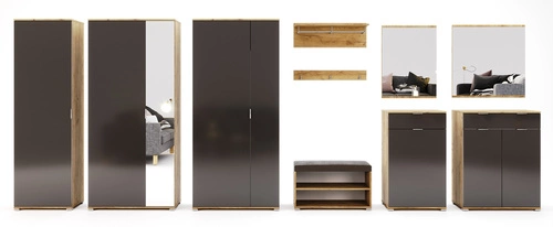 Szafa Lana 60 cm skandynawska z półkami i drążkiem do przedpokoju dąb szary głębokość 40