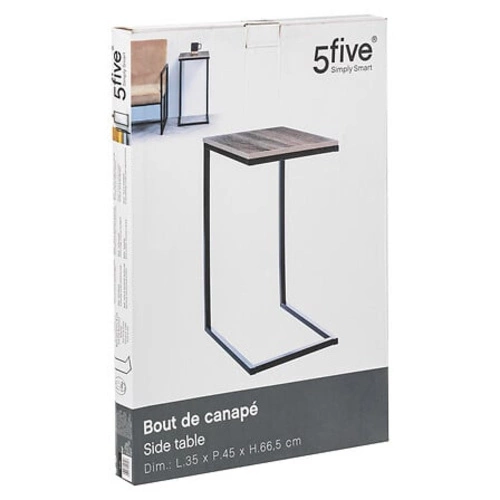 Stolik boczny Aliaj loftowy prostokątny do salonu metalowy z drewnianym blatem 45x35 cm