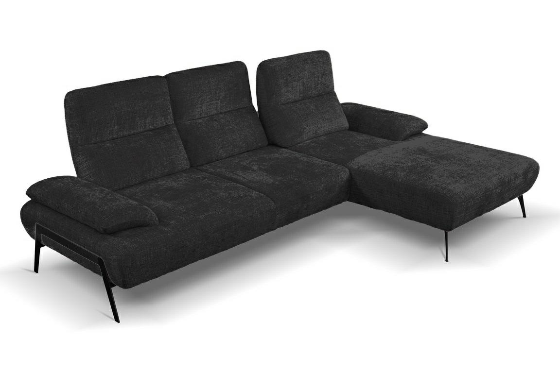 Narożnik Rasmus nowoczesny antracytowy prawy z regulowanym oparciem do salonu
