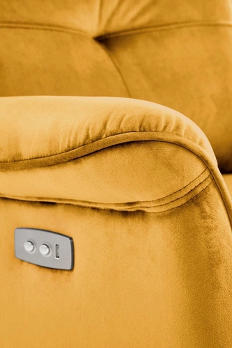 Fotel rozkładany Karlin Velvet uszak do salonu welurowy musztardowy z USB elektryczny Intesi