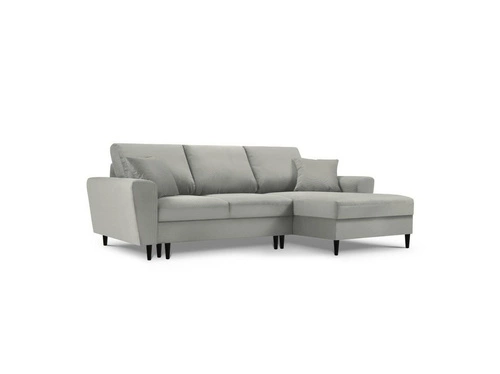 Narożnik z funkcją spania Moghan Light Grey Corduroy Prawostronna kolor nóg czarny