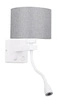 Kinkiet Polo 1x40W E27 + 2W LED biały  abażur okrągły szary