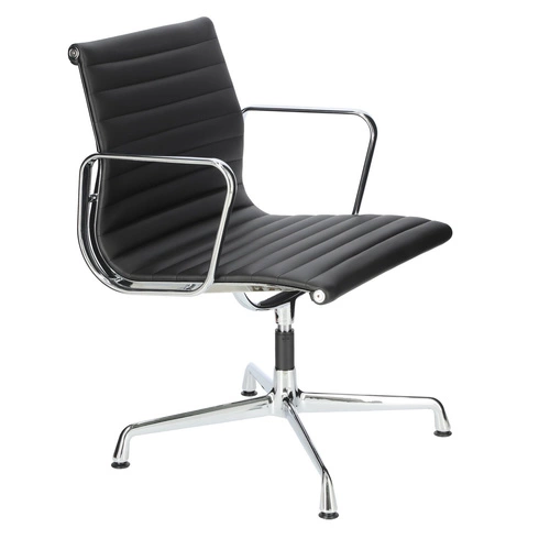 Fotel biurowy CH1081 inspirowany EA108 skórzany czarny obrotowy z podłokietnikami do biura