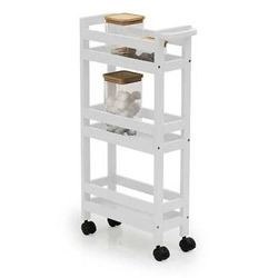 5five simply smart biały wózek kuchenny na kółkach z 3 półkami do łazienki lub biura 75 cm