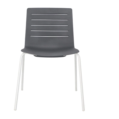 Krzesło Skin Resol nowoczesne szare do jadalni i kuchni sztaplowane z podłokietnikami