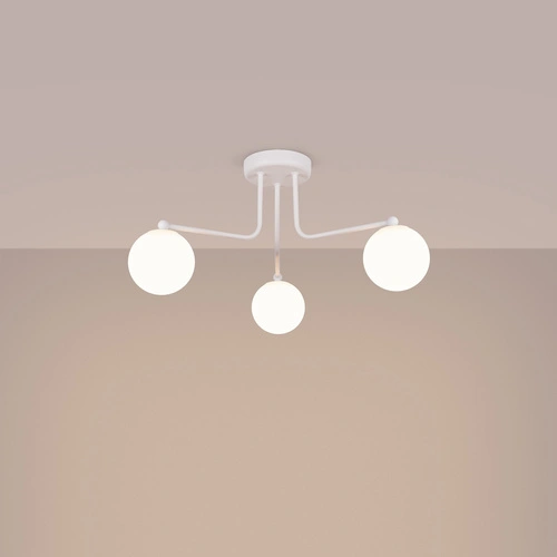 Żyrandol sufitowy ASTRAL 3 biała kula minimalistyczna do salonu i sypialni 62 cm