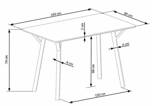 Stół loftowy do jadalni Gorbal 140x80 cm szary blat czarne nogi nowoczesny Intesi