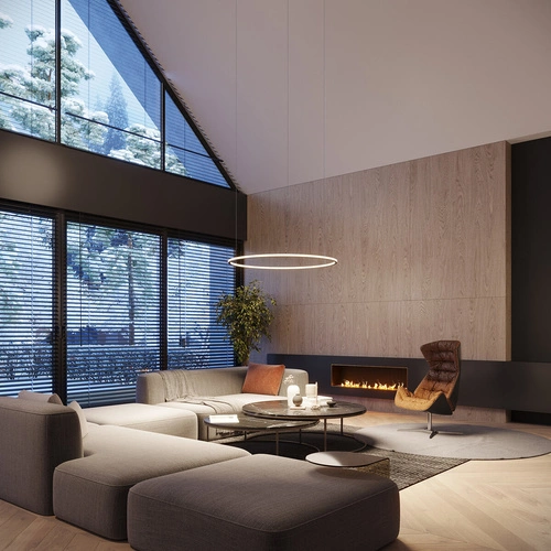 Żyrandol RISA 90 czarny nowoczesny LED do salonu i jadalni rozproszone światło