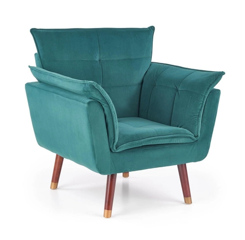 Fotel wypoczynkowy Jambo welurowy zielony do salonu nowoczesny glamour z podłokietnikami Intesi