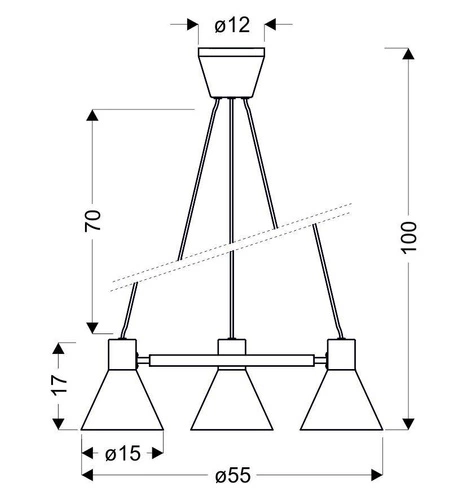 Lampa wisząca More czarna matowa 3-punktowa nowoczesna do salonu i nad stół