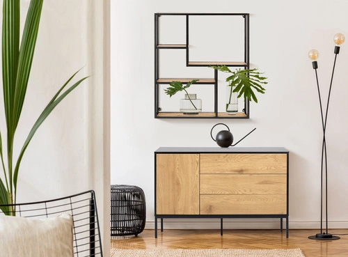 Regał wiszący Seaford VIII metalowy na książki i dekoracje do salonu w stylu industrialnym 75 cm