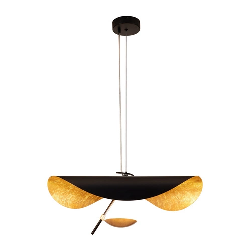 Lampa wisząca ENIGMA LED czarno złota 60 cm nowoczesna do salonu i nad stół