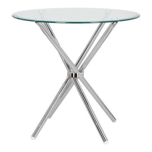 Stół okrągły szklany Ufo 80 cm transparentny nowoczesny do jadalni i salonu chrom Intesi