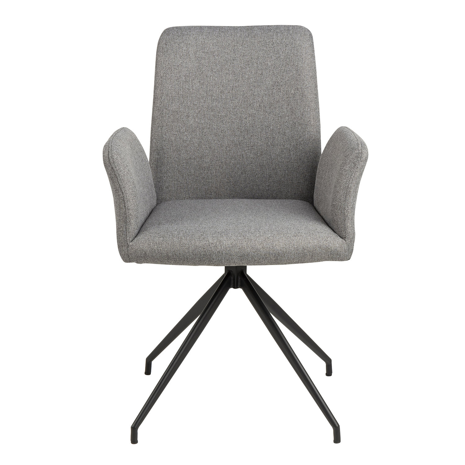 Krzesło tapicerowane Naya Actona do jadalni nowoczesne szare z podłokietnikami na czarnych nogach