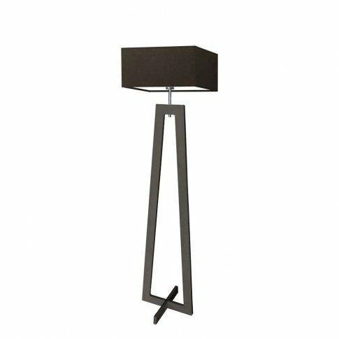 Lampa stojąca do salonu JAWA brązowa nowoczesna drewniana z abażurem LYSNE 138 cm