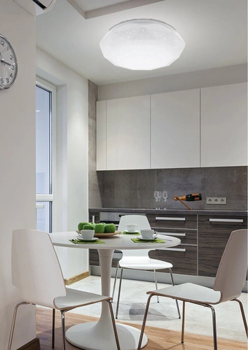 Plafon sufitowy LED Sky efect 34 cm biały nowoczesny z efektem gwiezdnego nieba do salonu