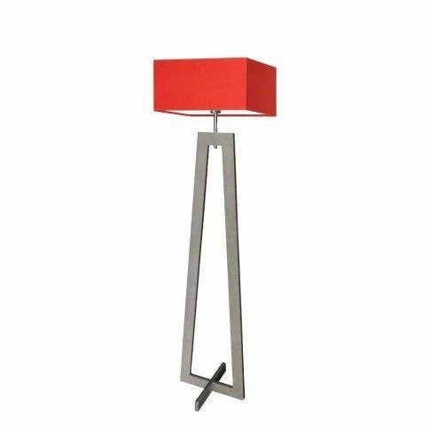 Lampa podłogowa Jawa nowoczesna drewniana z czerwonym abażurem do salonu i sypialni 138 cm