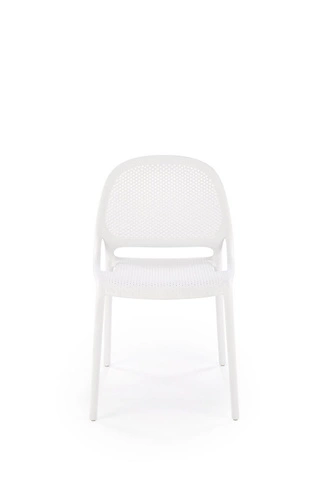 Krzesło Lynette białe do jadalni i ogrodu z tworzywa sztucznego, nowoczesne, sztaplowane, Intesi