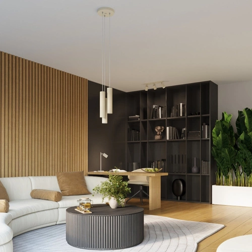 Kinkiet ścienny KARBON 20 beżowy minimalistyczny aluminiowy świeci góra dół do salonu i sypialni