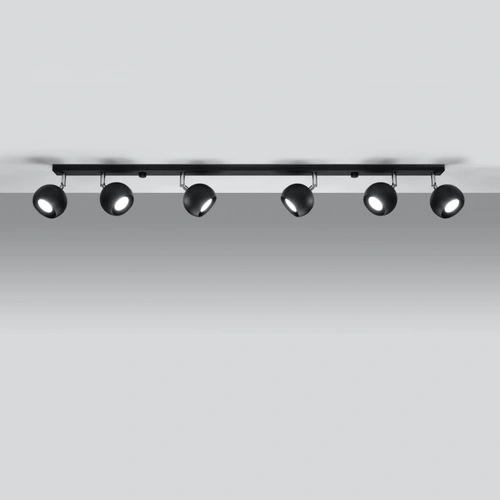 Plafon sufitowy czarny Oculare 6L nowoczesny metalowy do salonu kuchni i jadalni Sollux