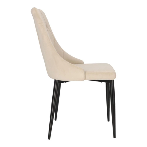 Krzesło tapicerowane Loretta velvet beżowe do jadalni i salonu nowoczesne na czarnych nogach Intesi