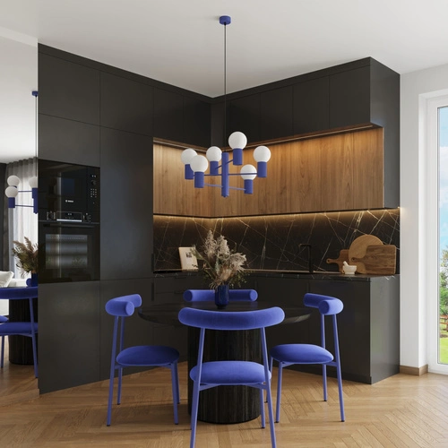 Żyrandol nowoczesny HALO 6 ultramaryna lampa sufitowa do salonu i jadalni