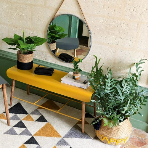 Lustro okrągłe Eden 38 cm na pasku do przedpokoju loftowe w czarnej ramie Atmosphera