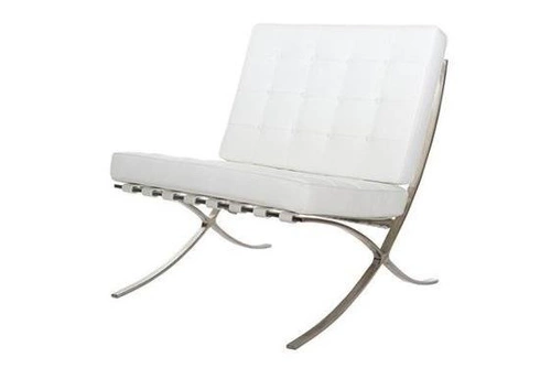 Fotel wypoczynkowy BA1 inspirowany Barcelona do salonu biały ekoskóra nowoczesny glamour