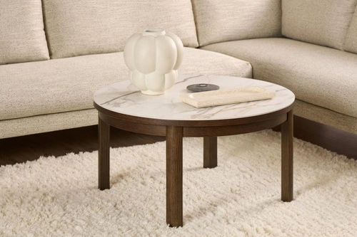 Stolik kawowy Southampton Actona okrągły nowoczesny kremowy do salonu