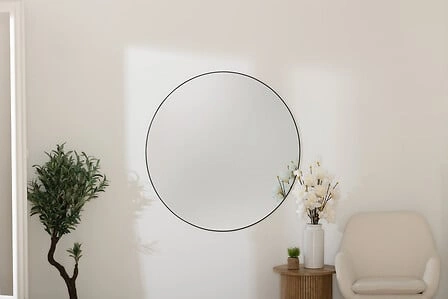 Lustro okrągłe Alice 110 cm w czarnej ramie do salonu i przedpokoju