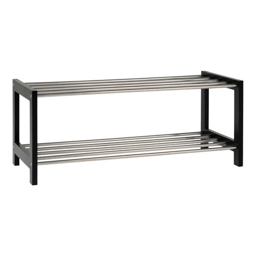 Czarna półka na buty Padova Intesi do przedpokoju metalowo-drewniana klasyczna 78 cm