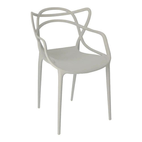 Krzesło do jadalni Lexi szare inspirowane Master chair nowoczesne, sztaplowane, z podłokietnikami