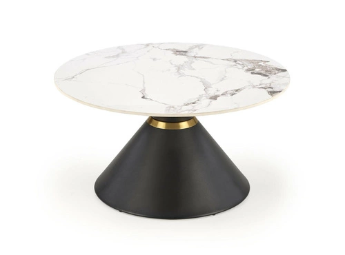 Stolik kawowy Javin M okrągły biały marmur 80 cm nowoczesny glamour do salonu Intesi