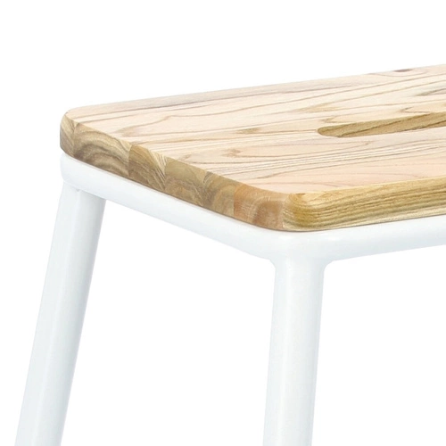 Hoker Seattle White 66 cm drewniany bez oparcia do kuchni i jadalni biały Intesi