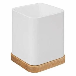 Kubek na szczoteczki do zębów Natureo biały z drewnem jesionowym do łazienki 5five