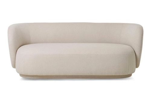 Sofa dwuosobowa Mykonos beżowa skandynawska tapicerowana do salonu na metalowych nogach