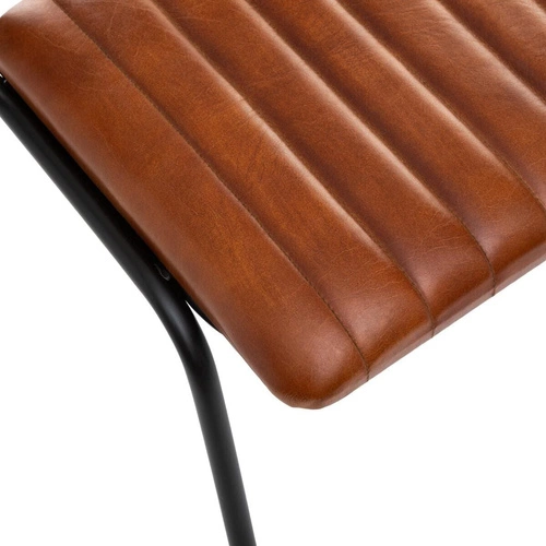 Krzesło do jadalni Dario Atmosphera skóra naturalna brązowa loftowe na czarnych nogach