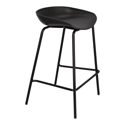 Hoker Grego czarny 65 cm nowoczesny bez oparcia do kuchni na metalowych nogach Intesi