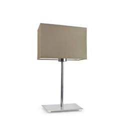 Lampka nocna do sypialni AMALFI nowoczesna beżowa z abażurem i chromowaną podstawą LYSNE
