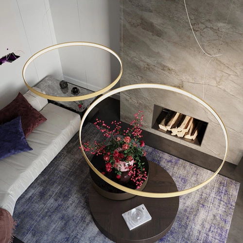 Nowoczesny żyrandol LED RIO 55 złoty do salonu i jadalni rozproszone światło 55 cm