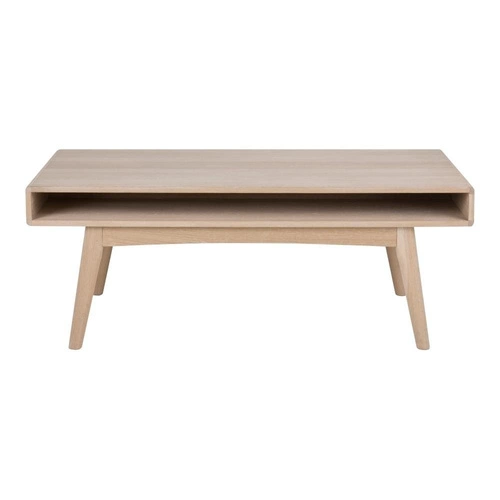 Stolik kawowy Marte prostokątny skandynawski dębowy bielony z półką do salonu Actona