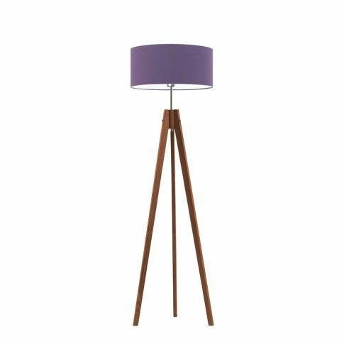 Lampa podłogowa HAITI abażur fioletowy stelaż mahoniowy