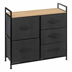 Komoda Tissa 77cm 5 szuflad czarny/naturalny